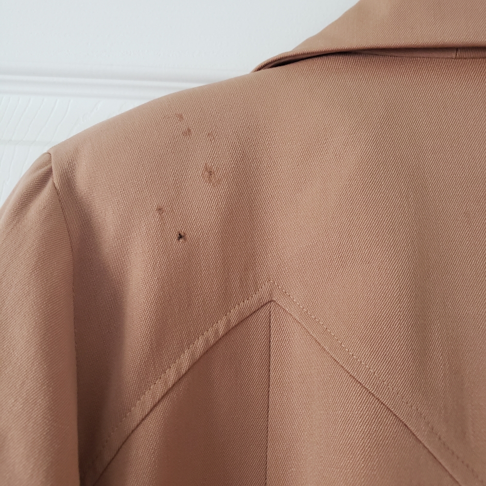 1940s 1950s Vintage Wool Camel Tan Longsleeve Car Swing Coat Lucite Button #28 - Picture 12 of 16